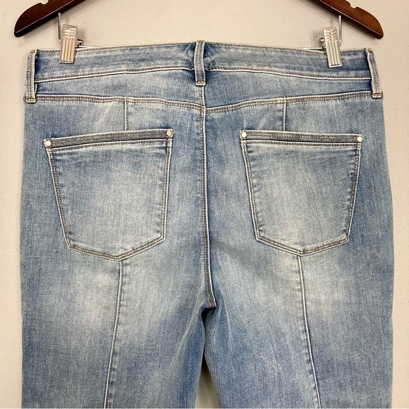 WHBM Mid-Rise Studded Skinny Jeans Women’s Size 10 Moto Zippers Stretch Denim - Picture 9 of 13